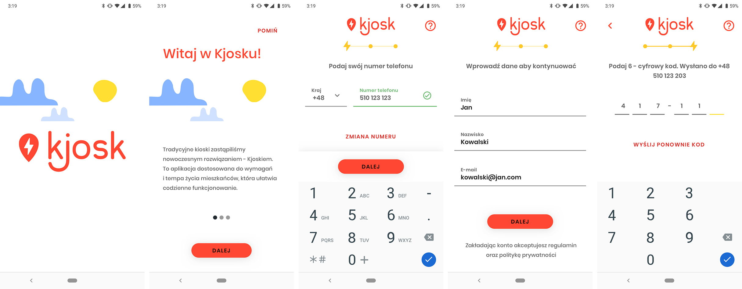 Makiety high-fidelity — aplikacja mobilna