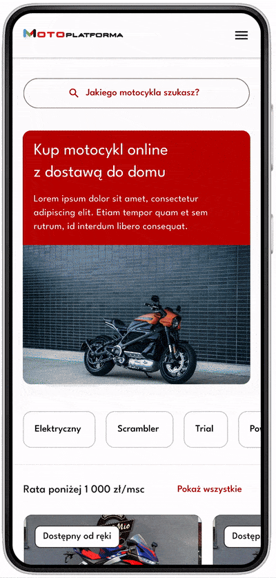 Mobile app — the leasing-application flow